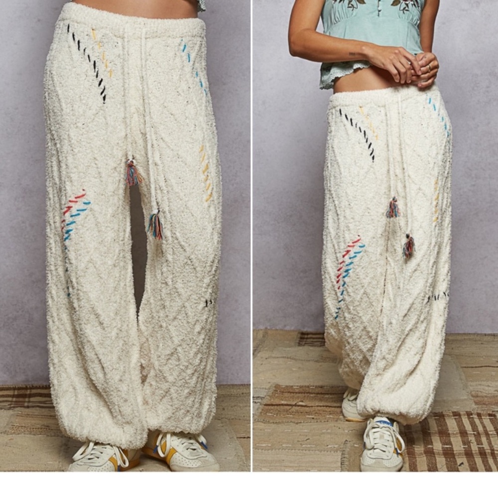 POL Cable Berber Jogger Lounge Pants NWT